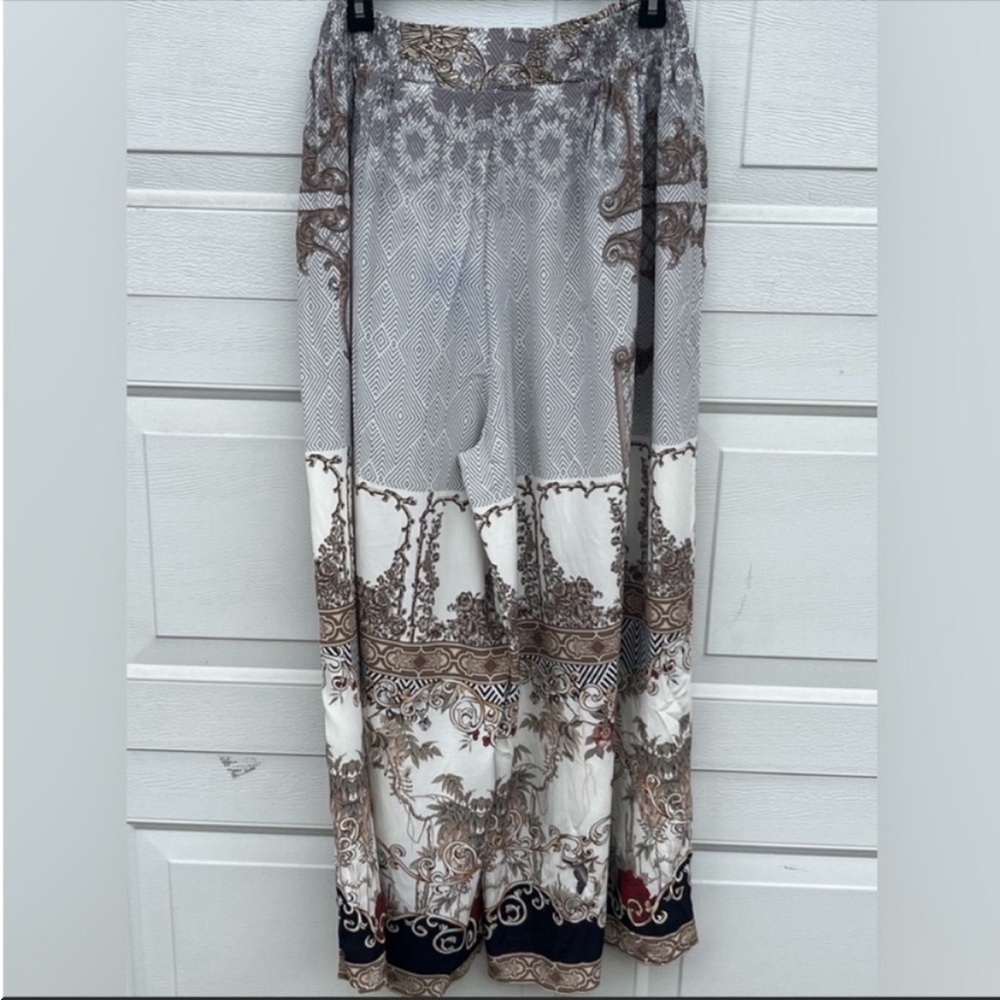 Women's Moda baronessa silk wide legs pull on pants size L